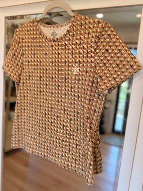 Tory Burch cotton t-shirt geometric basketweave pattern